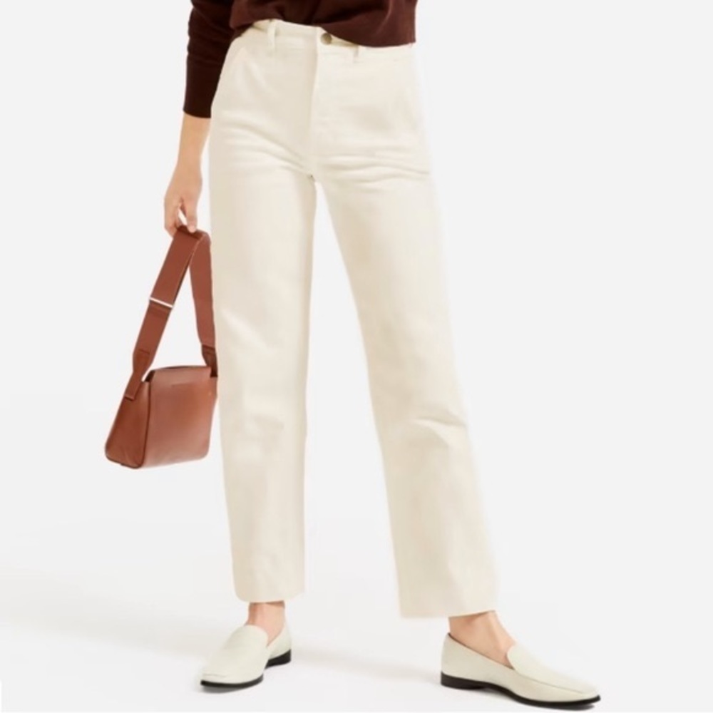 NEW EVERLANE The Straight-Leg Pant in Sandstone High Rise Ankle Crop Size 0